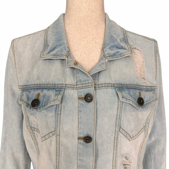 Highway Jeans Denim Jacket Distressed Lightwash, Women's Size L - Picture 5 of 8